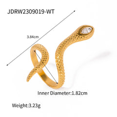 Stainless Steel Zircon Inlaid Snake Eye Ring