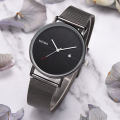 Sporty Quartz Watch with Mesh Band