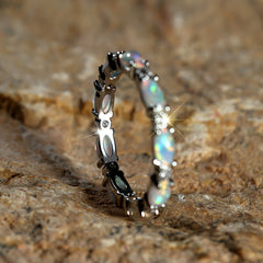 Platinum Heart-Shaped Diamond Opal Ring
