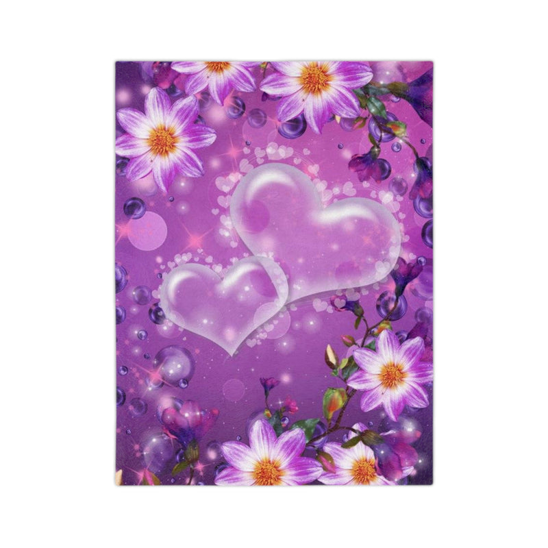 Purple Heart Romantic Blanket, Velveteen Microfiber Throw