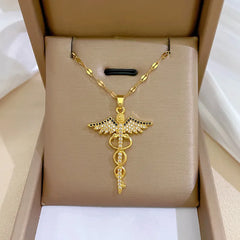 Rotating Dragonfly Angel Wings Necklace