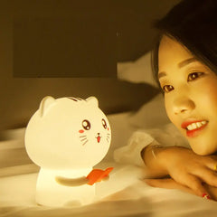 Cat-Themed Colorful Silicone Touch Control Night Light