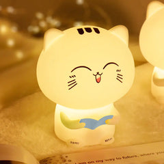 Cat-Themed Colorful Silicone Touch Control Night Light