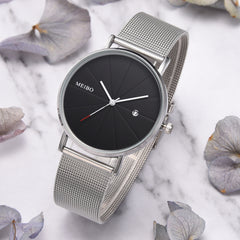 Sporty Quartz Watch with Mesh Band