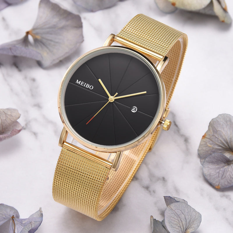 Sporty Quartz Watch with Mesh Band