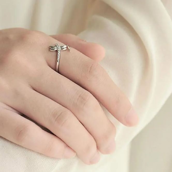 Silver Dragonfly Ring
