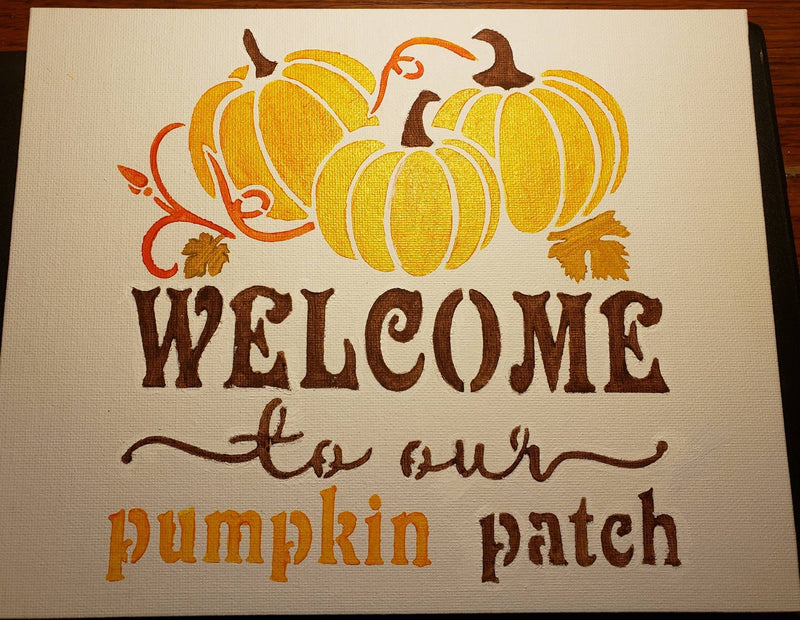 Rustic Pumpkin Patch Canvas Sign – Autumn Stencil Art for Fall Decor