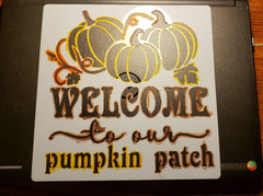 Rustic Pumpkin Patch Canvas Sign – Autumn Stencil Art for Fall Decor