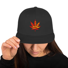 Cannabis Pot Leaf Snapback Hat, Weed Hat, Marijuana Hat, Embroidered Pot Leaf Cap, 420 Hat, Stoner Gift, Unisex Flat Brim Hat