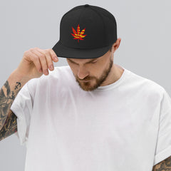 Cannabis Pot Leaf Snapback Hat, Weed Hat, Marijuana Hat, Embroidered Pot Leaf Cap, 420 Hat, Stoner Gift, Unisex Flat Brim Hat
