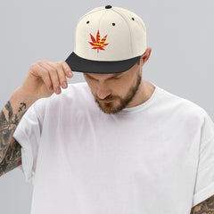 Cannabis Pot Leaf Snapback Hat, Weed Hat, Marijuana Hat, Embroidered Pot Leaf Cap, 420 Hat, Stoner Gift, Unisex Flat Brim Hat