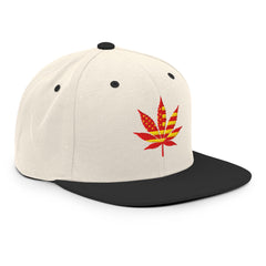 Cannabis Pot Leaf Snapback Hat, Weed Hat, Marijuana Hat, Embroidered Pot Leaf Cap, 420 Hat, Stoner Gift, Unisex Flat Brim Hat