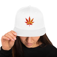 Cannabis Pot Leaf Snapback Hat, Weed Hat, Marijuana Hat, Embroidered Pot Leaf Cap, 420 Hat, Stoner Gift, Unisex Flat Brim Hat