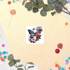 Artistic USA Flag Butterfly Sticker, Patriotic Vinyl Decal, Nature Laptop Sticker