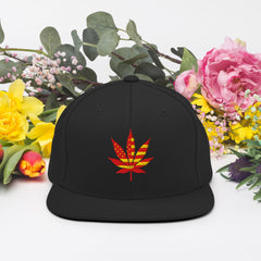 Cannabis Pot Leaf Snapback Hat, Weed Hat, Marijuana Hat, Embroidered Pot Leaf Cap, 420 Hat, Stoner Gift, Unisex Flat Brim Hat