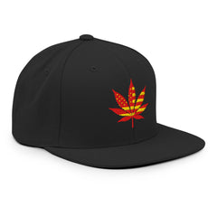 Cannabis Pot Leaf Snapback Hat, Weed Hat, Marijuana Hat, Embroidered Pot Leaf Cap, 420 Hat, Stoner Gift, Unisex Flat Brim Hat