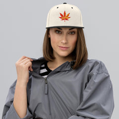 Cannabis Pot Leaf Snapback Hat, Weed Hat, Marijuana Hat, Embroidered Pot Leaf Cap, 420 Hat, Stoner Gift, Unisex Flat Brim Hat
