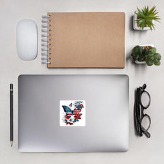 Artistic USA Flag Butterfly Sticker, Patriotic Vinyl Decal, Nature Laptop Sticker