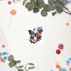 Artistic USA Flag Butterfly Sticker, Patriotic Vinyl Decal, Nature Laptop Sticker