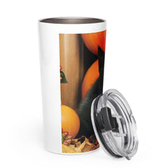 Black Cat Fall Tumbler, 20 oz Stainless Steel Travel Cup, Cozy Autumn Drinkware