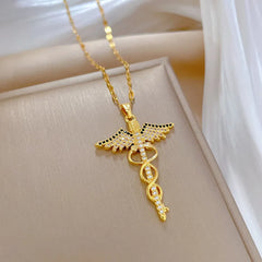 Rotating Dragonfly Angel Wings Necklace