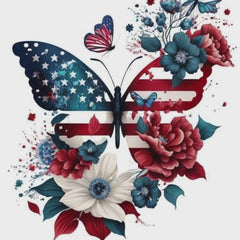 Artistic USA Flag Butterfly Sticker, Patriotic Vinyl Decal, Nature Laptop Sticker