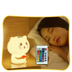 Cat-Themed Colorful Silicone Touch Control Night Light