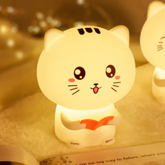 Cat-Themed Colorful Silicone Touch Control Night Light