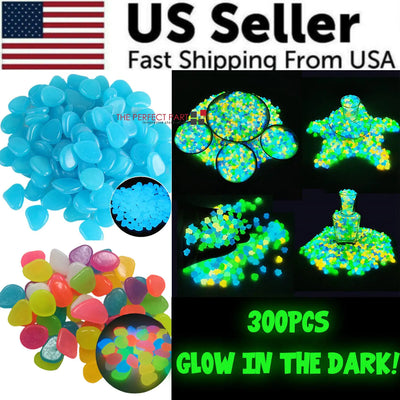 300PCS Glow in The Dark Garden Pebbles